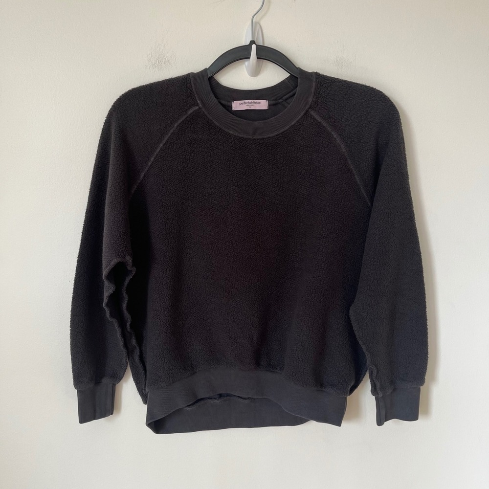 perfectwhitetee Ziggy Reverse Fleece Shrunken Crew Sweatershirt Small Charcoal